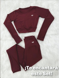 Conjunto Crop Top Manga Larga+Licra